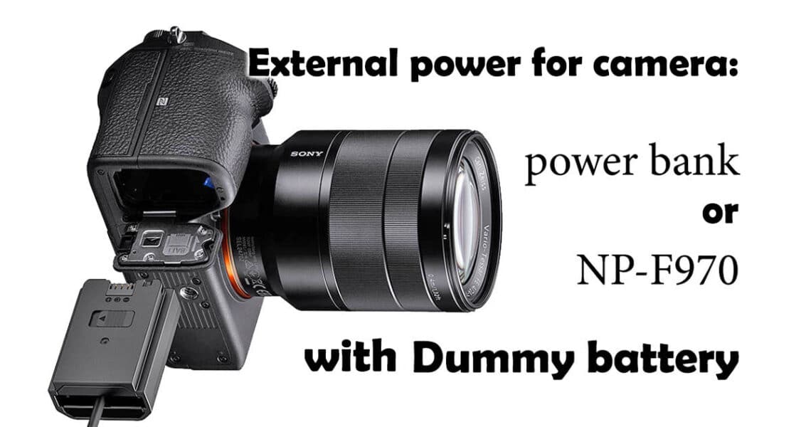 External power for camera with power bank through dummy battery - header of photographer's blog