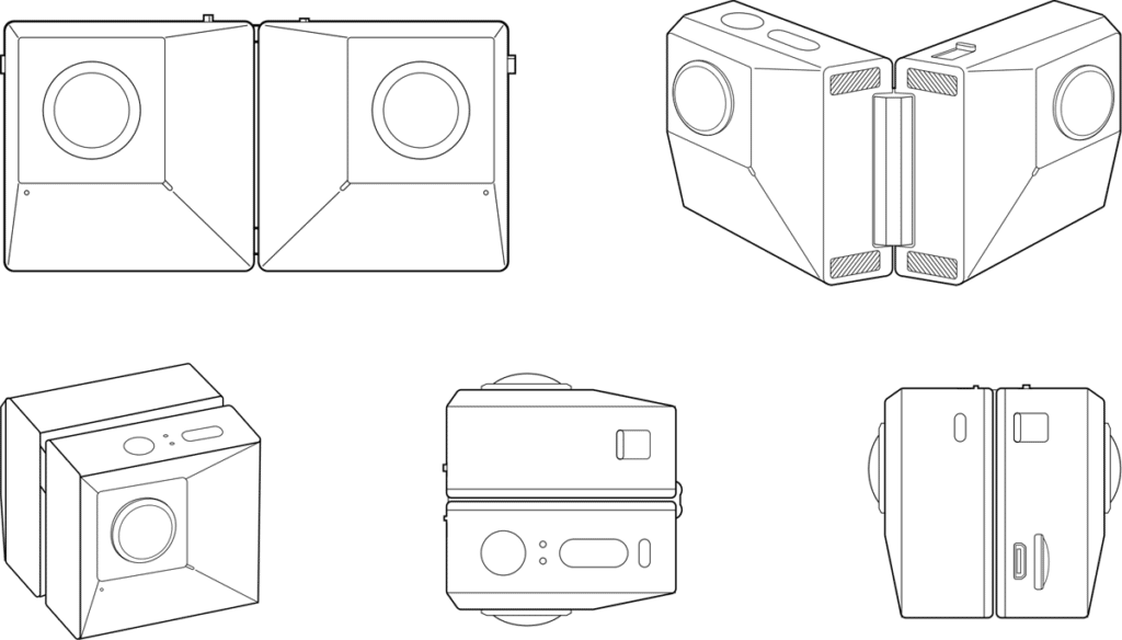3D видеокамера Insta360 EVO 5.7K - принцип складной конструкции