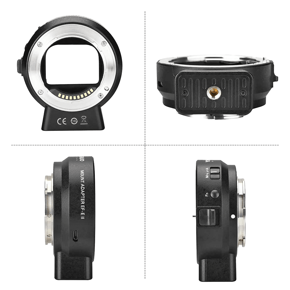 YONGNUO EF-E II - адаптер для объективов EF на камеры Sony E - виды с разных ракурсов