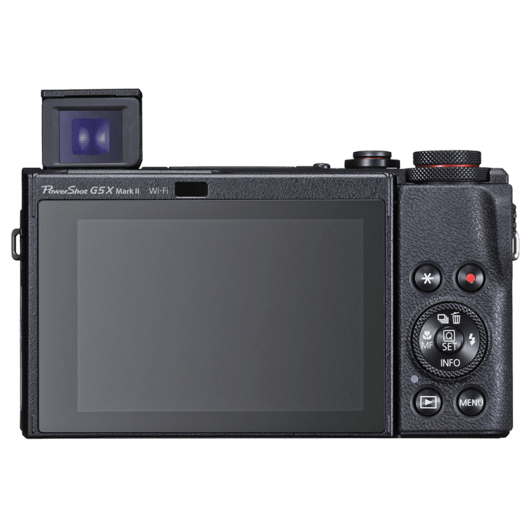 Фотоаппарат Canon PowerShot G5 X Mark II - вид сзади с поднятым видоискателем png