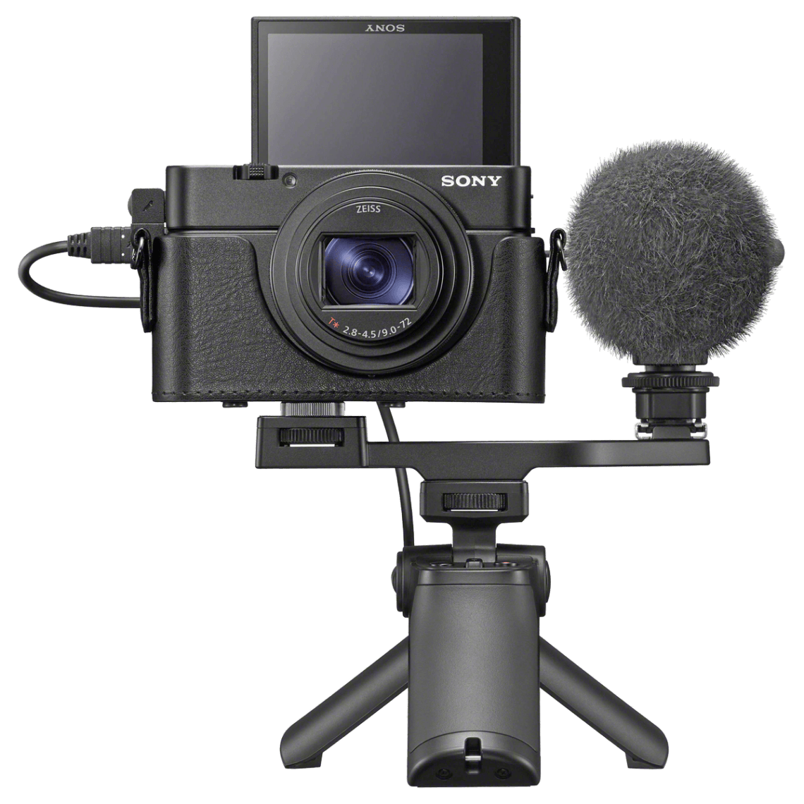 Фотоаппарат Sony Cyber-shot DSC-RX100 VII - с ручкой-штативом и микрофоном png