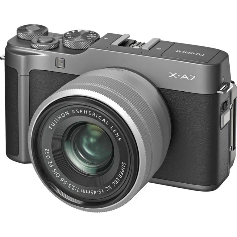 Фотоаппарат Fujifilm X-A7 - вид спереди - темно-серый цвет корпуса