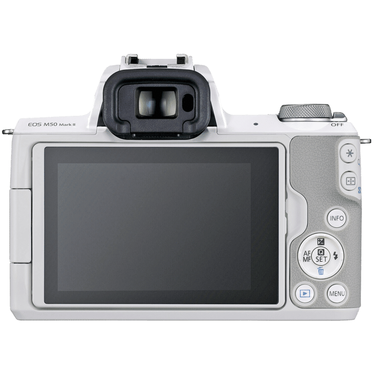 Беззеркальная APS-C камера Canon EOS M50 Mark II – белая, вид сзади