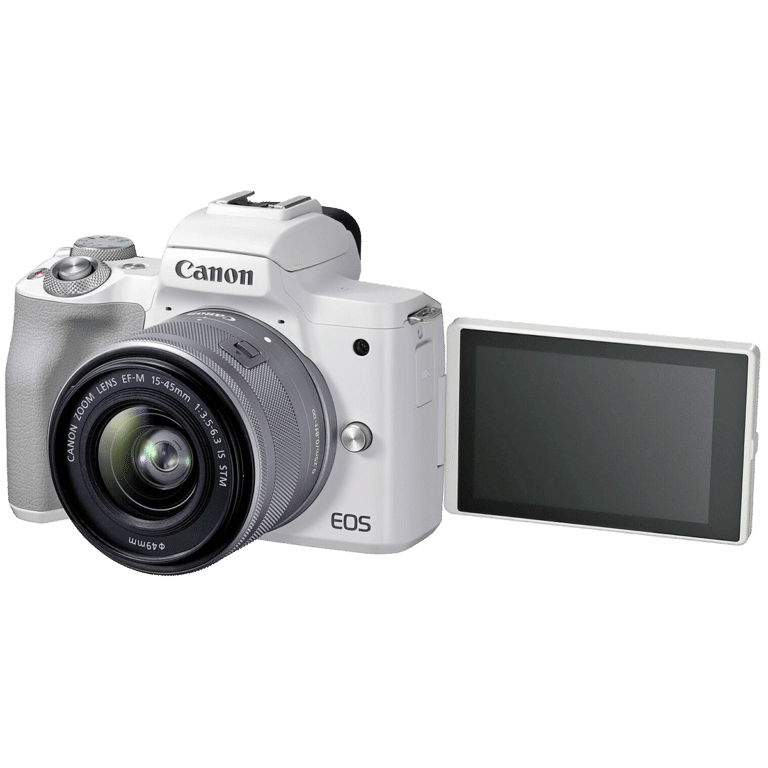 Беззеркальная APS-C камера Canon EOS M50 Mark II - белая, вид спереди