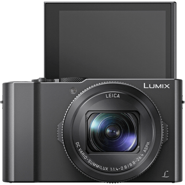 Премиум-компакт Lumix LX15 (LX10) - вид спереди - с поднятым экраном