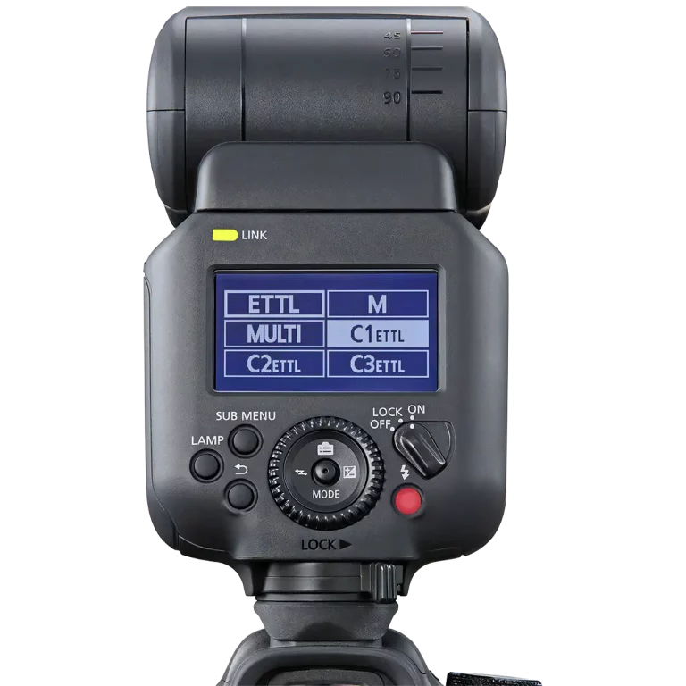 Фотовспышка Canon EL-5 - вид сзади с включенным экраном