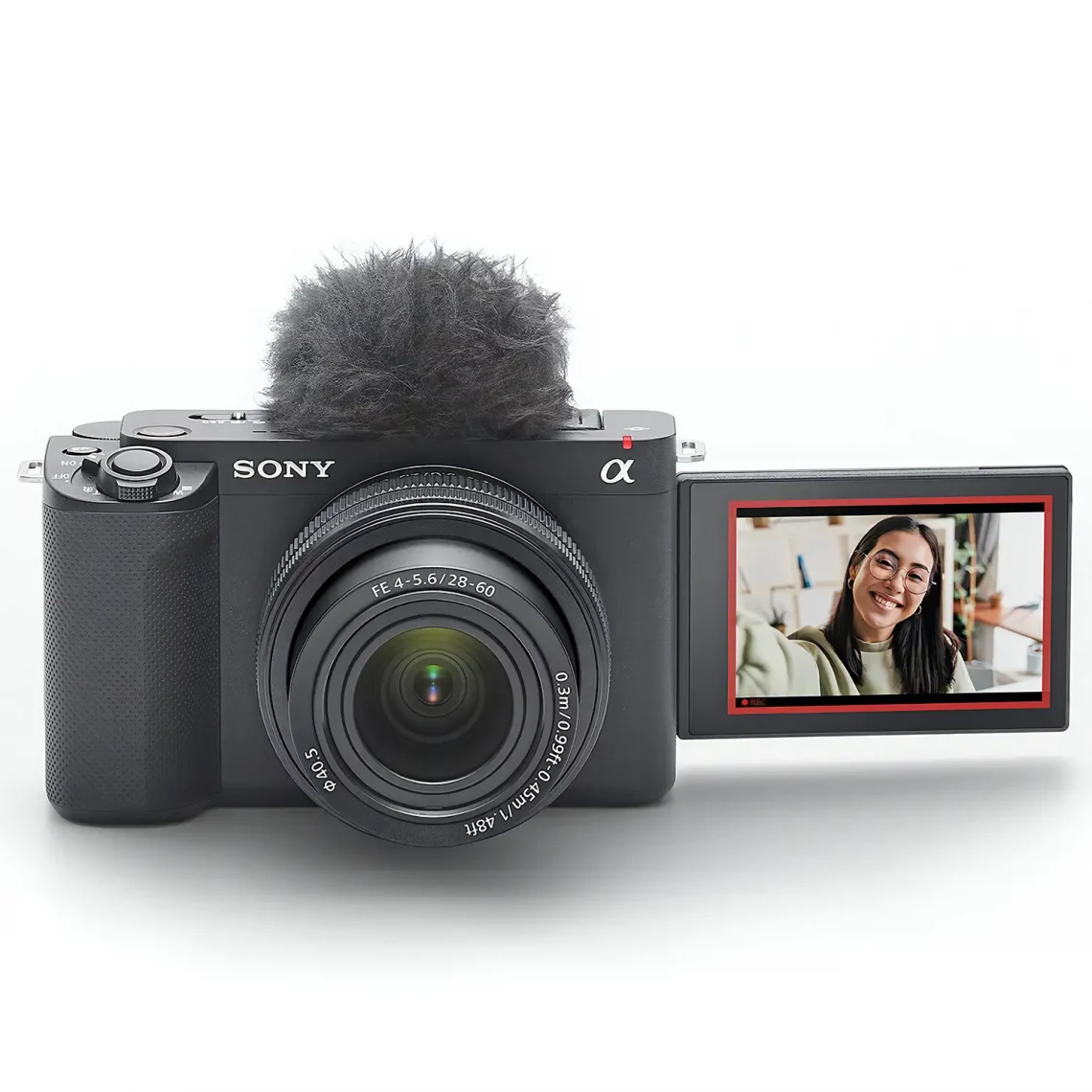 Камера для влогеров Sony ZV-E1 - вид спереди - в черном цвете корпуса